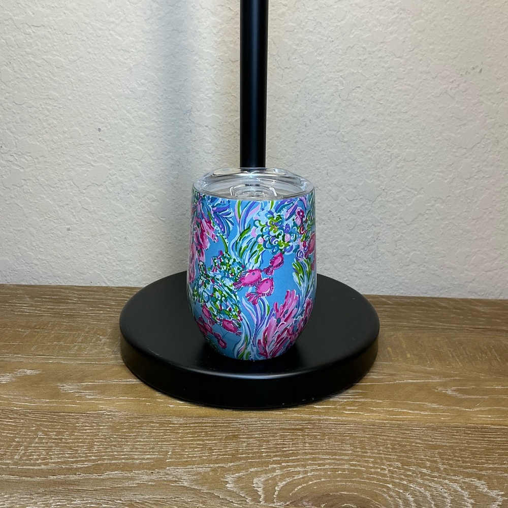 Lilly Pulitzer Insulated Stemless Wine Tumbler with Lid “Best Fishes”